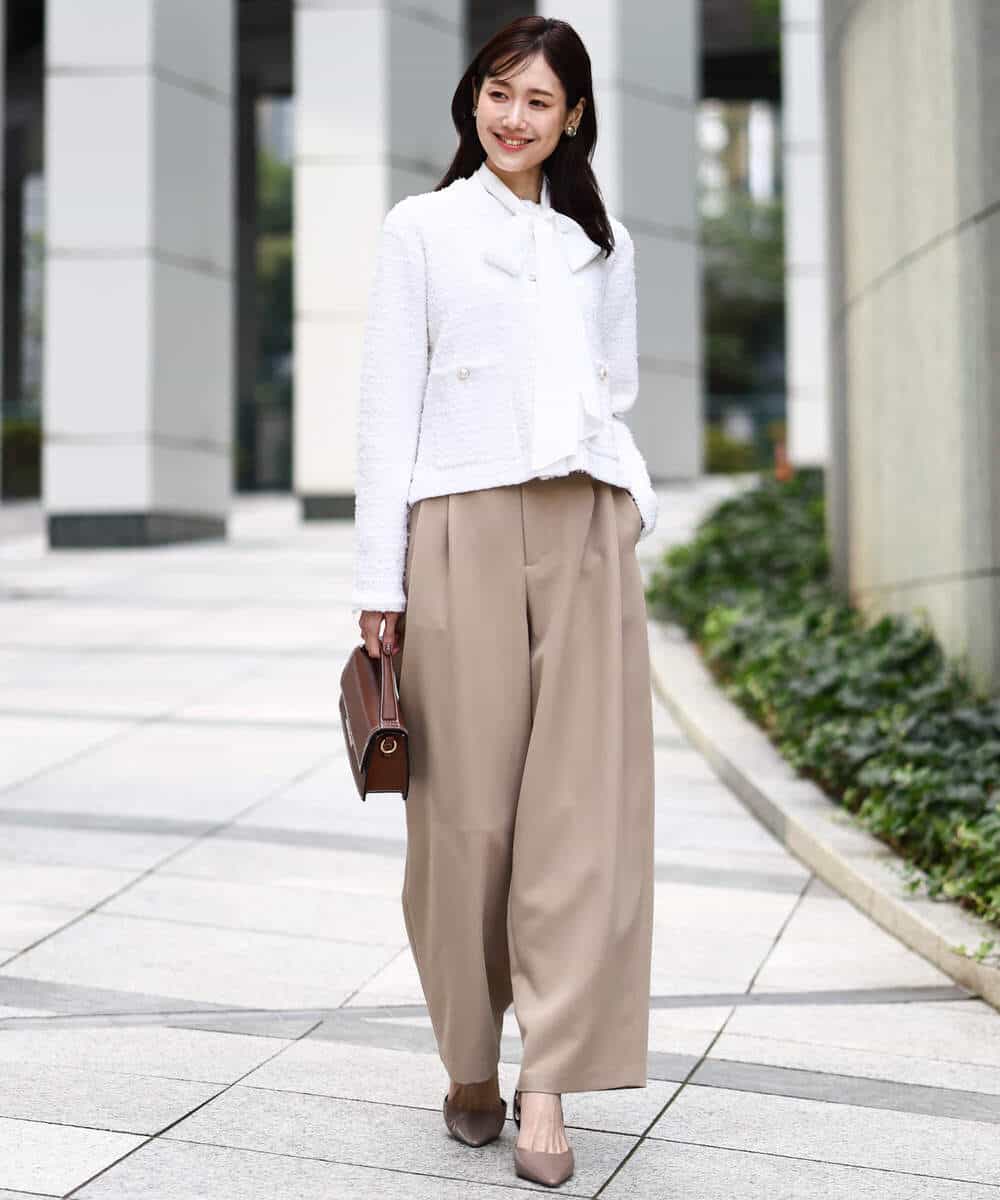 FKSDD10190 MK MICHEL KLEIN(MK ミッシェルクラン) ニットツィードジャケット/洗える ネイビー