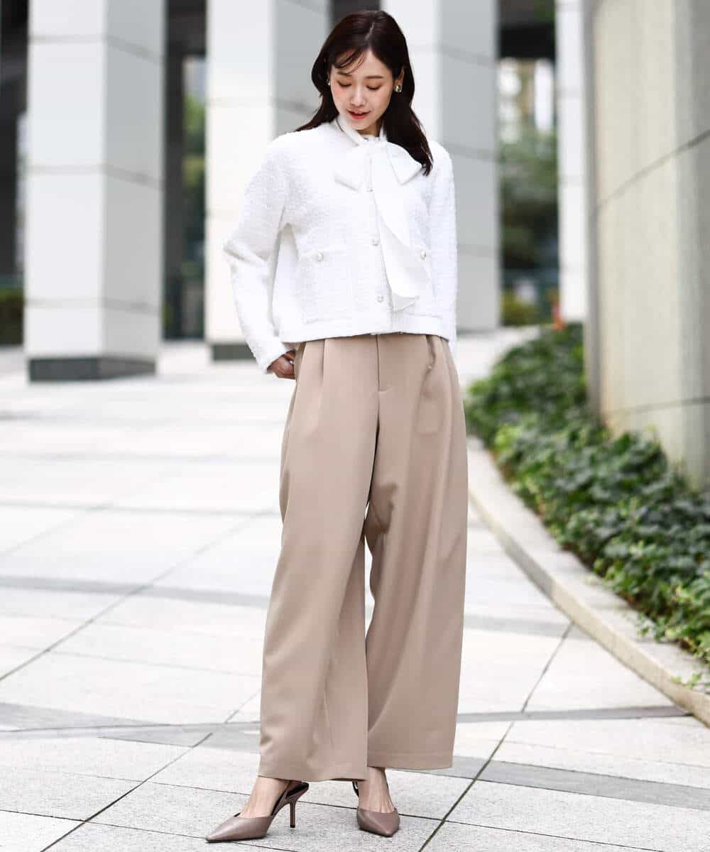 FKSDD10190 MK MICHEL KLEIN(MK ミッシェルクラン) ニットツィードジャケット/洗える ネイビー