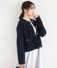 FKSDD10190 MK MICHEL KLEIN(MK ミッシェルクラン) ニットツィードジャケット/洗える ネイビー