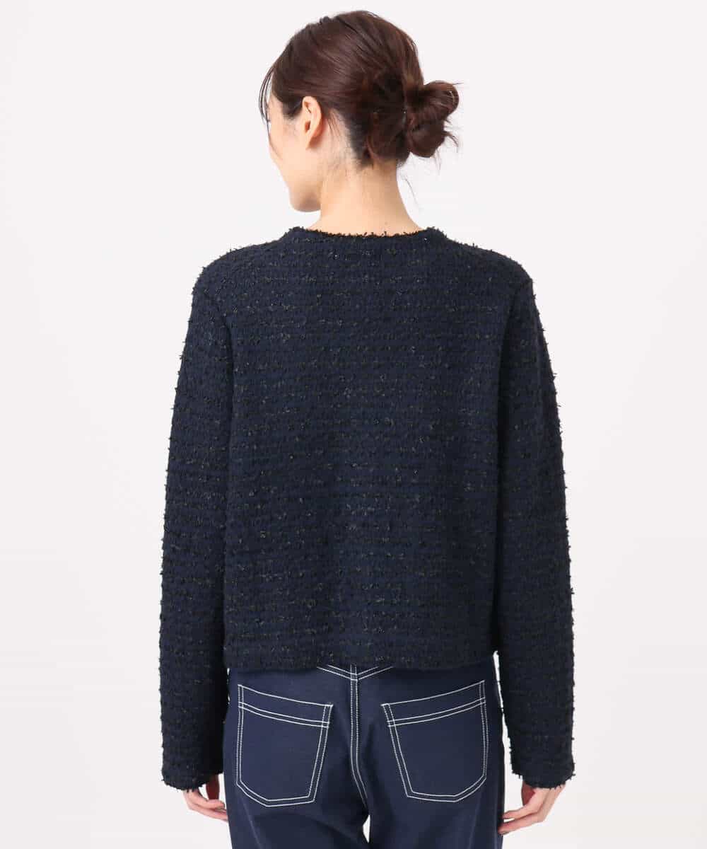 FKSDD10190 MK MICHEL KLEIN(MK ミッシェルクラン) ニットツィードジャケット/洗える ネイビー