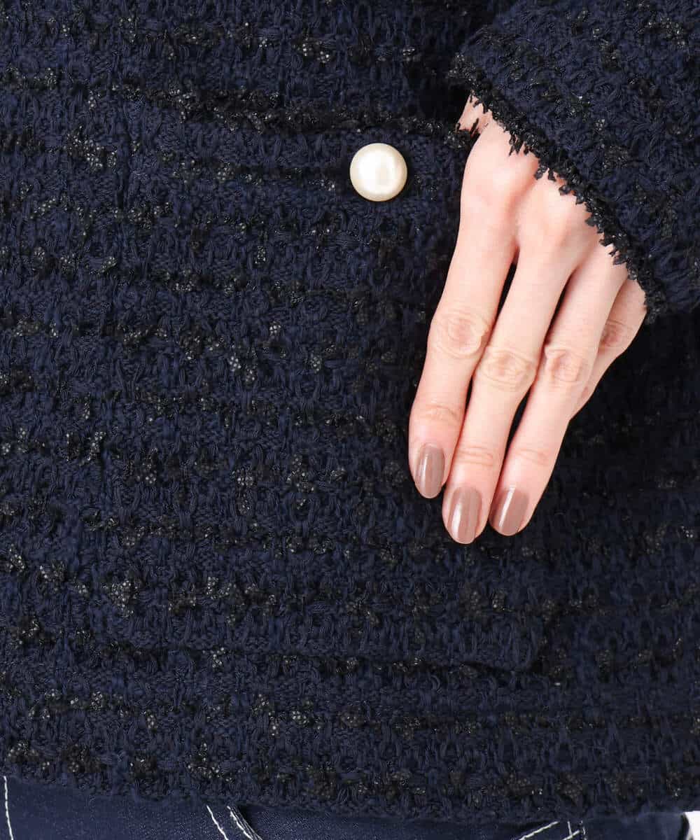 FKSDD10190 MK MICHEL KLEIN(MK ミッシェルクラン) ニットツィードジャケット/洗える ネイビー