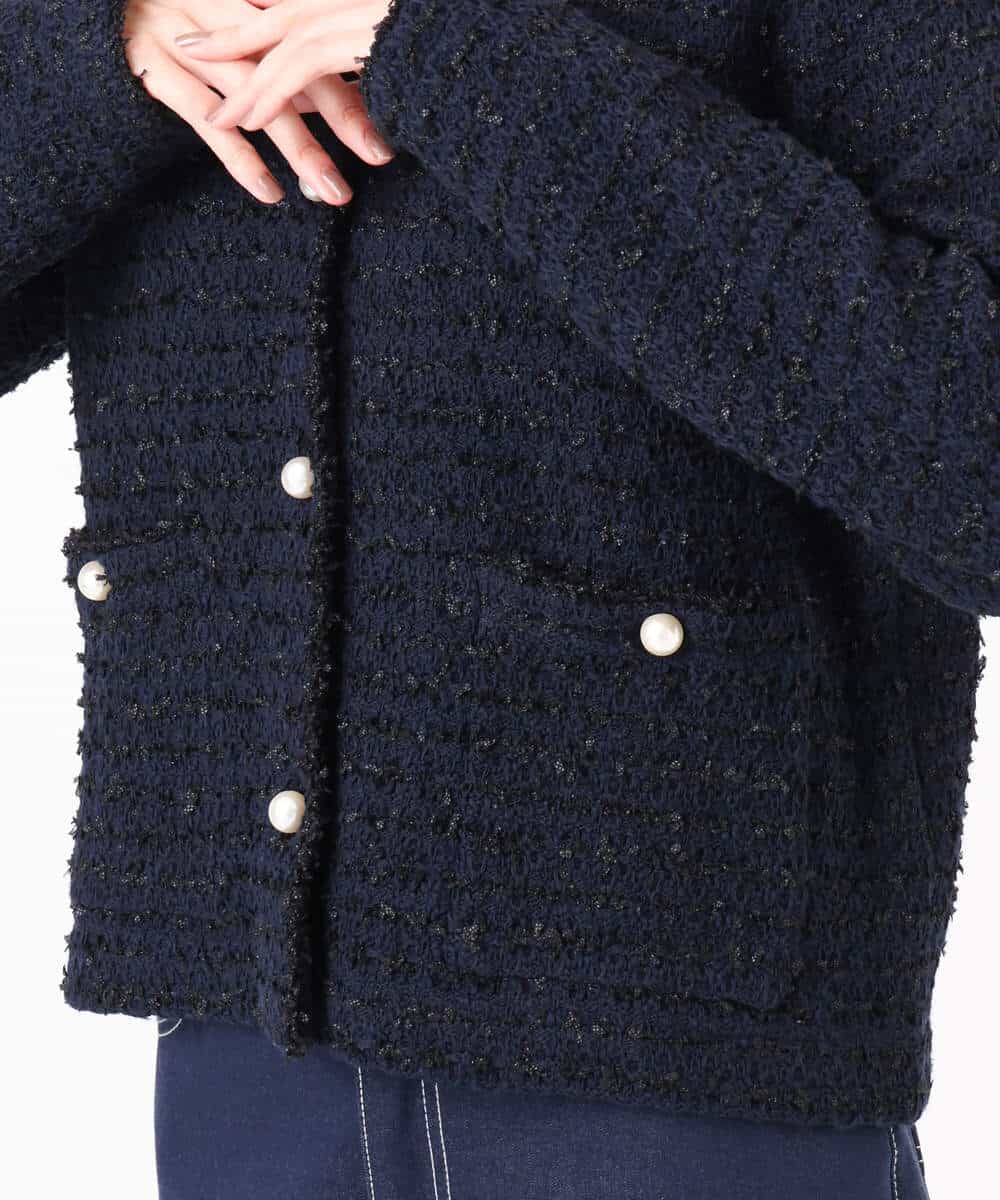 FKSDD10190 MK MICHEL KLEIN(MK ミッシェルクラン) ニットツィードジャケット/洗える ネイビー