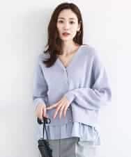 FKSDD60170 MK MICHEL KLEIN(MK ミッシェルクラン) ペプラムデザインVネックニットカーディガン/洗える ラベンダー