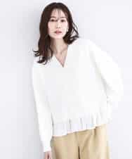 FKSDD60170 MK MICHEL KLEIN(MK ミッシェルクラン) ペプラムデザインVネックニットカーディガン/洗える ラベンダー