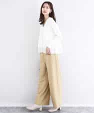 FKSDD60170 MK MICHEL KLEIN(MK ミッシェルクラン) ペプラムデザインVネックニットカーディガン/洗える ラベンダー