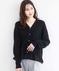 FKSDD60170 MK MICHEL KLEIN(MK ミッシェルクラン) ペプラムデザインVネックニットカーディガン/洗える ラベンダー