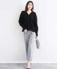 FKSDD60170 MK MICHEL KLEIN(MK ミッシェルクラン) ペプラムデザインVネックニットカーディガン/洗える ラベンダー