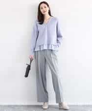 FKSDD60170 MK MICHEL KLEIN(MK ミッシェルクラン) ペプラムデザインVネックニットカーディガン/洗える ラベンダー