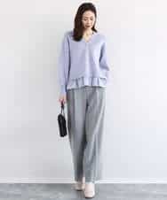 FKSDD60170 MK MICHEL KLEIN(MK ミッシェルクラン) ペプラムデザインVネックニットカーディガン/洗える ラベンダー