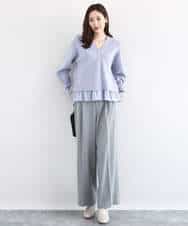 FKSDD60170 MK MICHEL KLEIN(MK ミッシェルクラン) ペプラムデザインVネックニットカーディガン/洗える ラベンダー