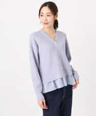 FKSDD60170 MK MICHEL KLEIN(MK ミッシェルクラン) ペプラムデザインVネックニットカーディガン/洗える ラベンダー