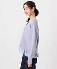 FKSDD60170 MK MICHEL KLEIN(MK ミッシェルクラン) ペプラムデザインVネックニットカーディガン/洗える ラベンダー