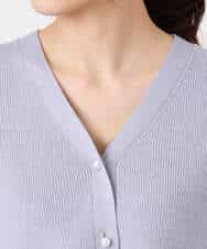 FKSDD60170 MK MICHEL KLEIN(MK ミッシェルクラン) ペプラムデザインVネックニットカーディガン/洗える ラベンダー