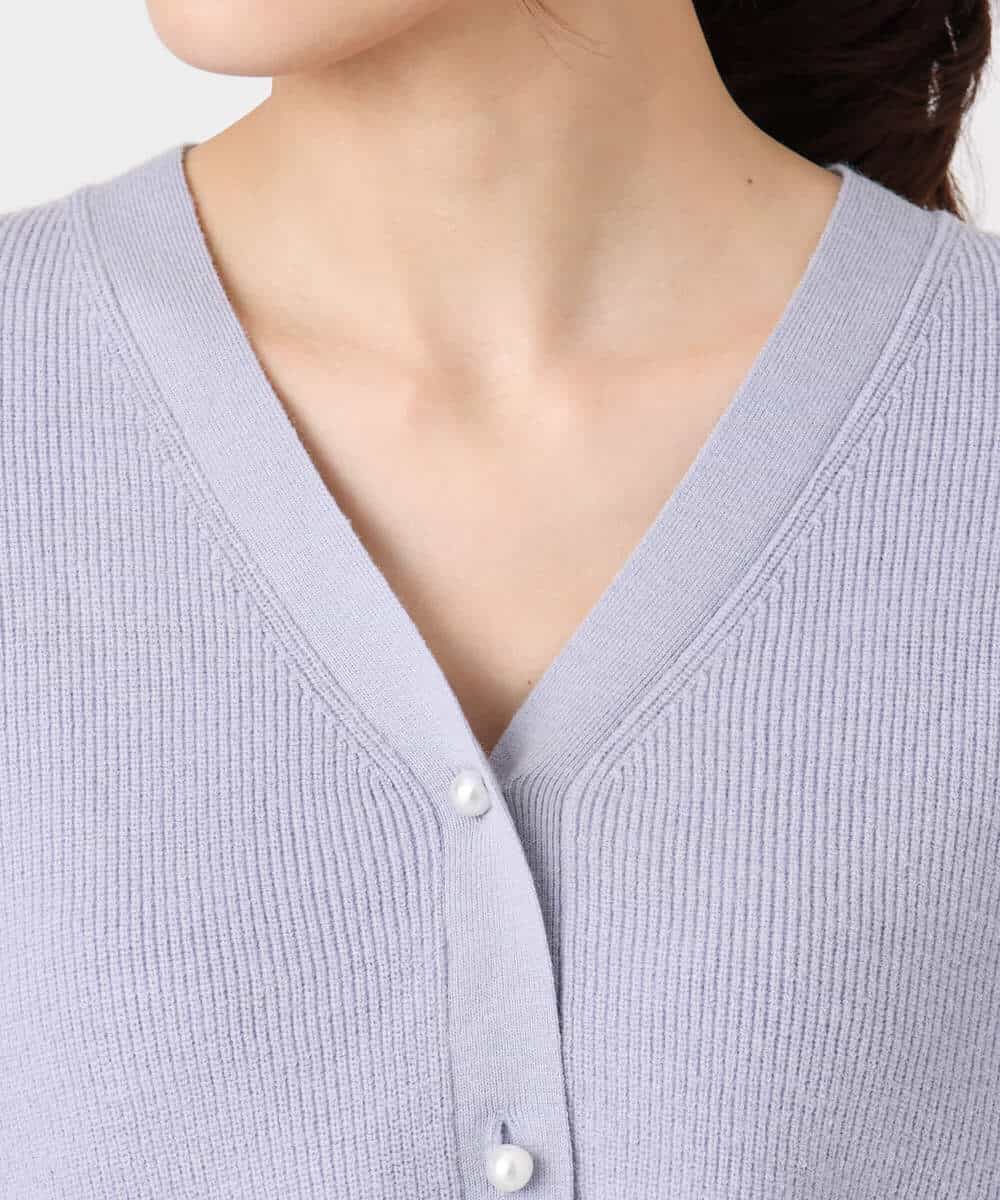 FKSDD60170 MK MICHEL KLEIN(MK ミッシェルクラン) ペプラムデザインVネックニットカーディガン/洗える ラベンダー