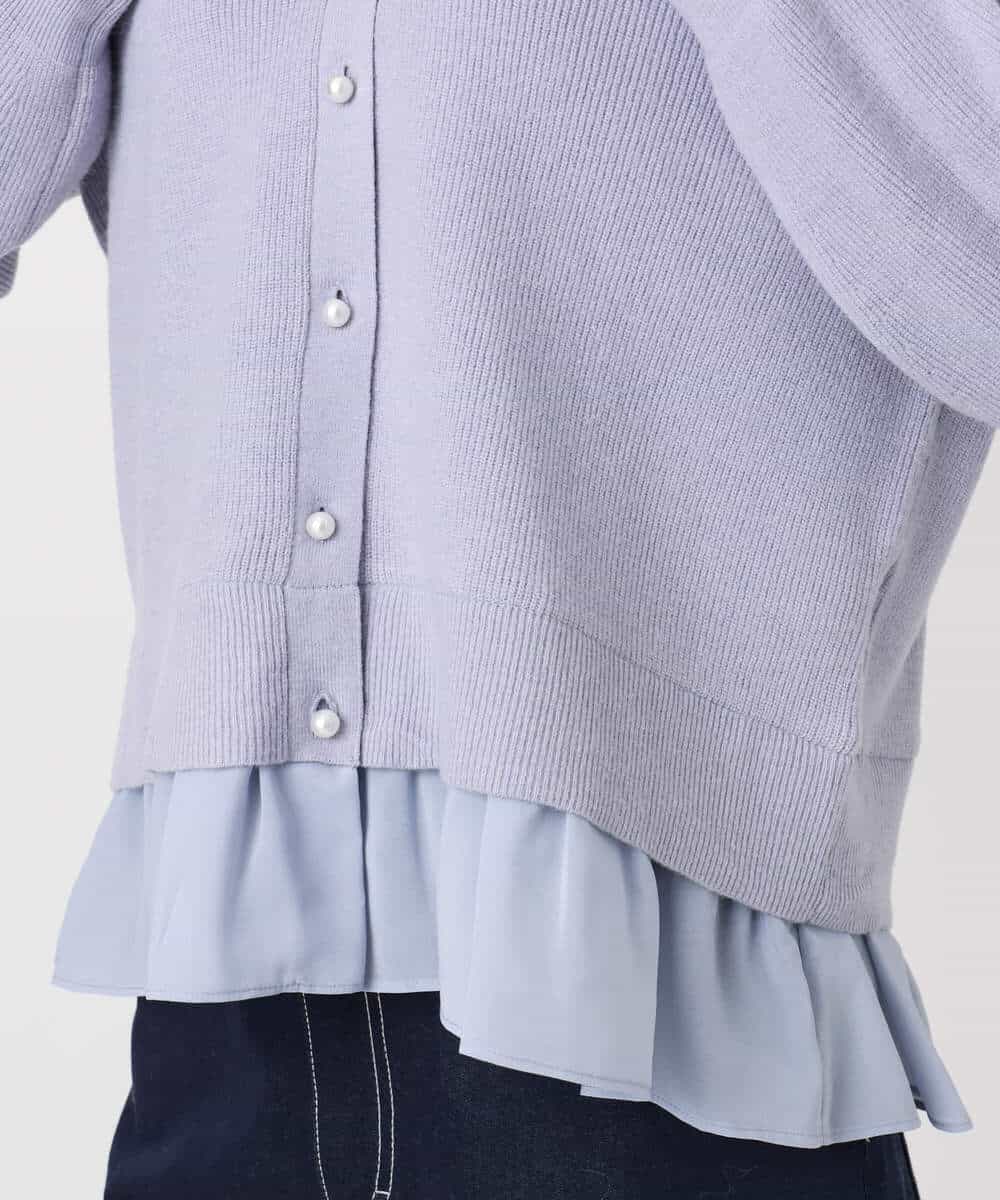 FKSDD60170 MK MICHEL KLEIN(MK ミッシェルクラン) ペプラムデザインVネックニットカーディガン/洗える ラベンダー