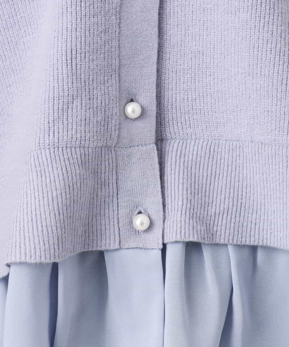 FKSDD60170 MK MICHEL KLEIN(MK ミッシェルクラン) ペプラムデザインVネックニットカーディガン/洗える ラベンダー