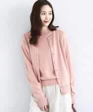 FKSDD61140 MK MICHEL KLEIN(MK ミッシェルクラン) キラキラ ラメニットカーディガン/洗える サーモンオレンジ