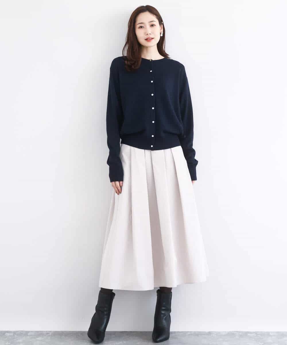 FKSDD61140 MK MICHEL KLEIN(MK ミッシェルクラン) キラキラ ラメニットカーディガン/洗える サーモンオレンジ