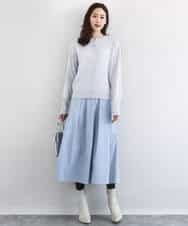 FKSDD61140 MK MICHEL KLEIN(MK ミッシェルクラン) キラキラ ラメニットカーディガン/洗える サーモンオレンジ