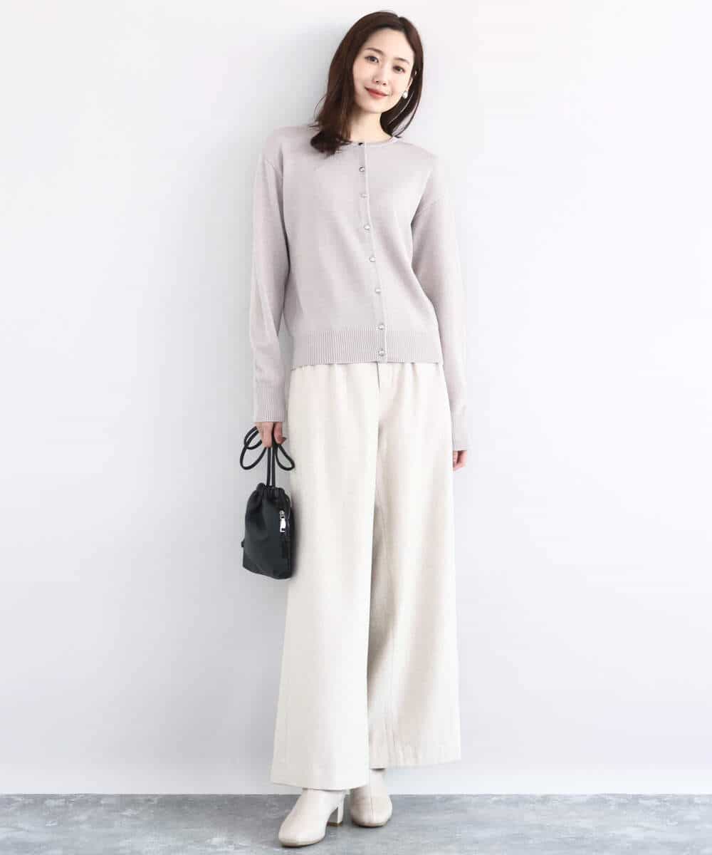 FKSDD61140 MK MICHEL KLEIN(MK ミッシェルクラン) キラキラ ラメニットカーディガン/洗える サーモンオレンジ