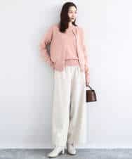 FKSDD61140 MK MICHEL KLEIN(MK ミッシェルクラン) キラキラ ラメニットカーディガン/洗える サーモンオレンジ