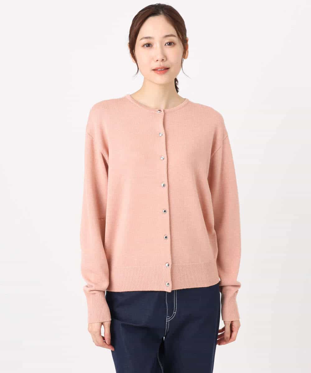 FKSDD61140 MK MICHEL KLEIN(MK ミッシェルクラン) キラキラ ラメニットカーディガン/洗える サーモンオレンジ