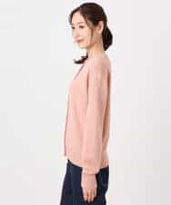 FKSDD61140 MK MICHEL KLEIN(MK ミッシェルクラン) キラキラ ラメニットカーディガン/洗える サーモンオレンジ