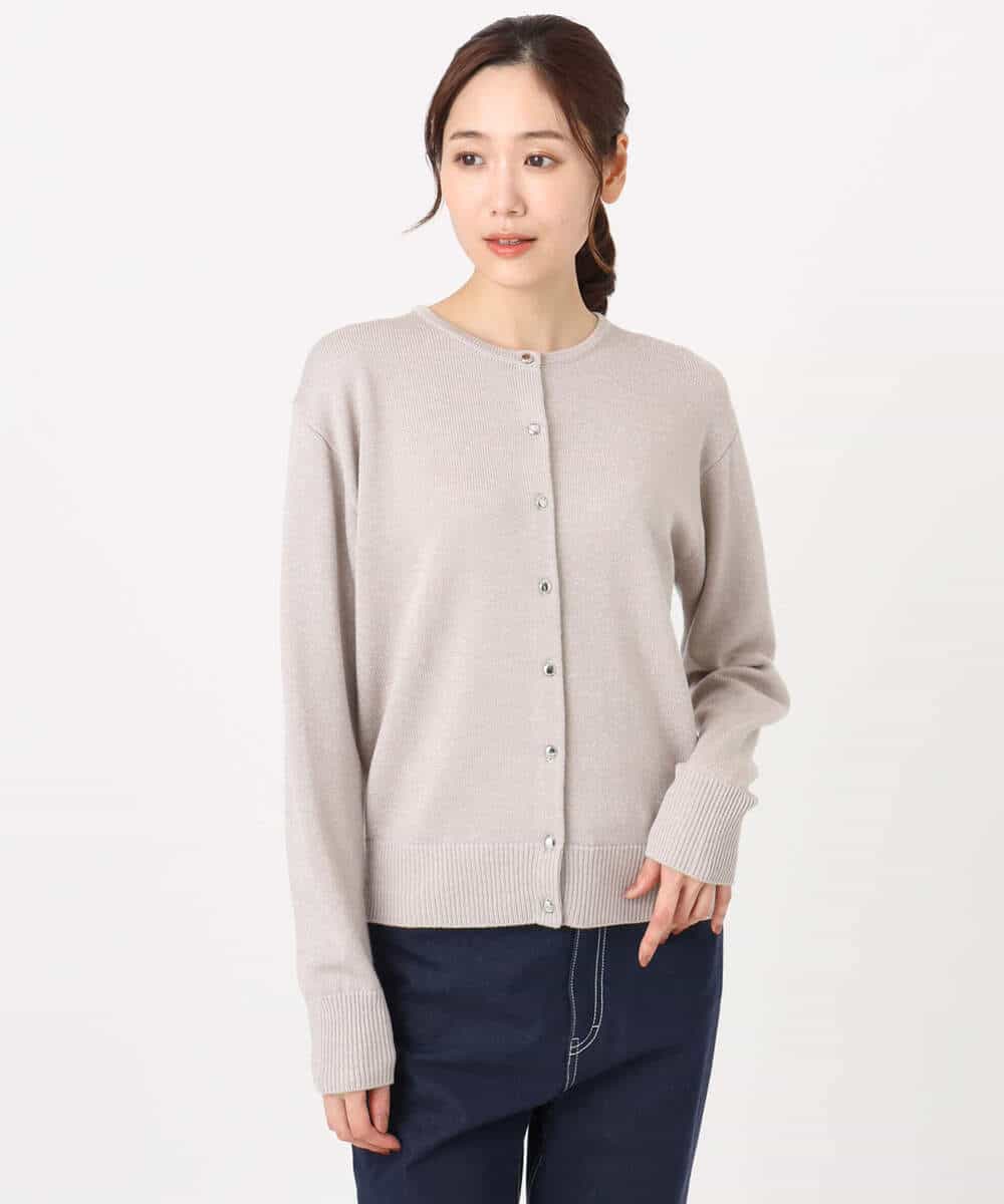 FKSDD61140 MK MICHEL KLEIN(MK ミッシェルクラン) キラキラ ラメニットカーディガン/洗える サーモンオレンジ