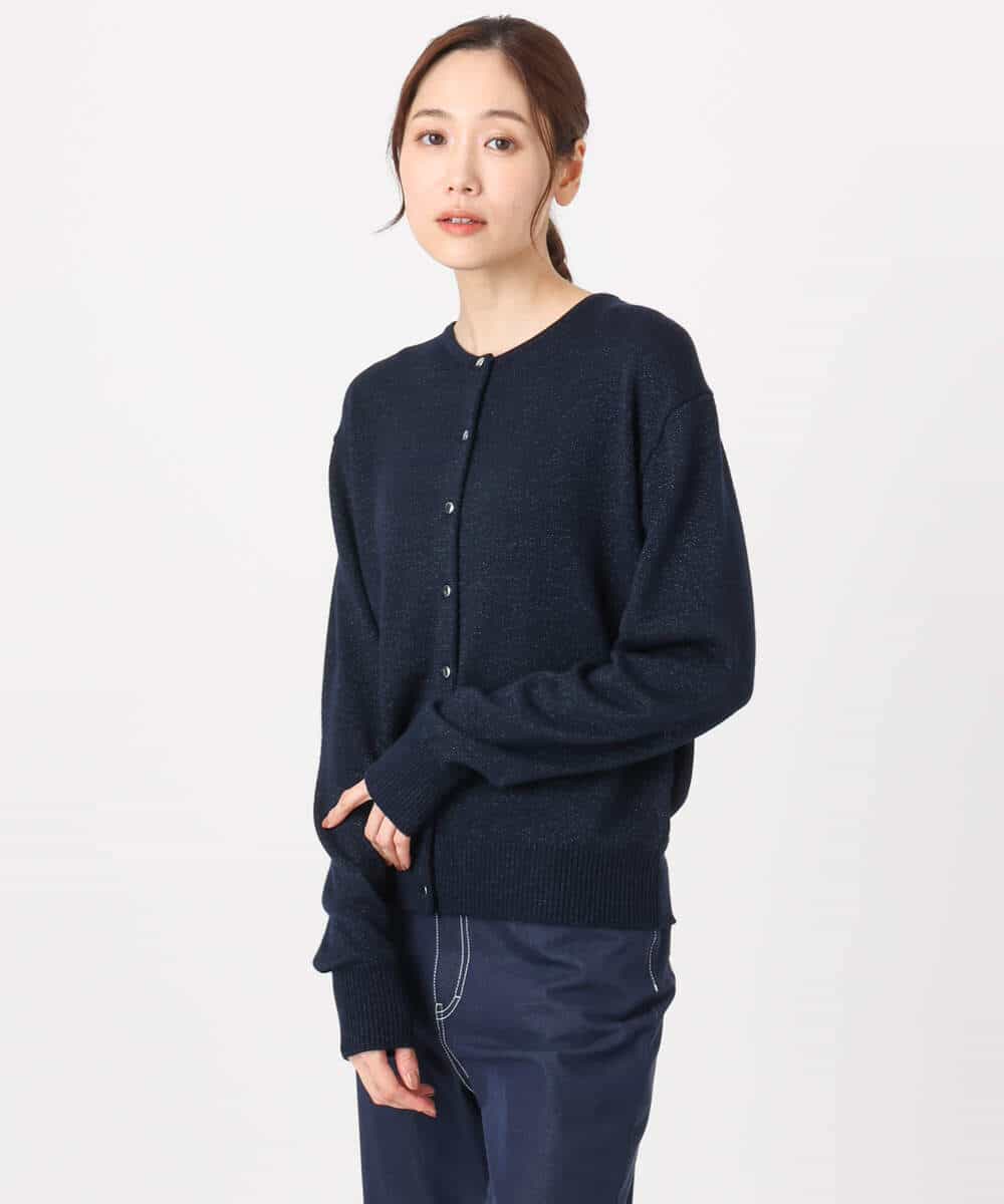 FKSDD61140 MK MICHEL KLEIN(MK ミッシェルクラン) キラキラ ラメニットカーディガン/洗える サーモンオレンジ