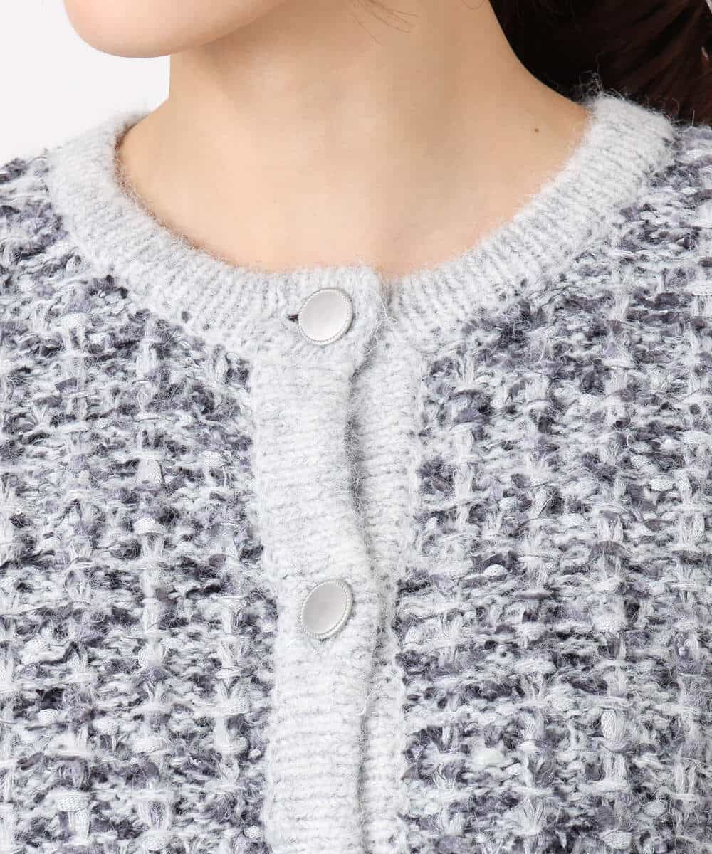 FKSDD62200 MK MICHEL KLEIN(MK ミッシェルクラン) ツイードニットジャケット/洗える グレー
