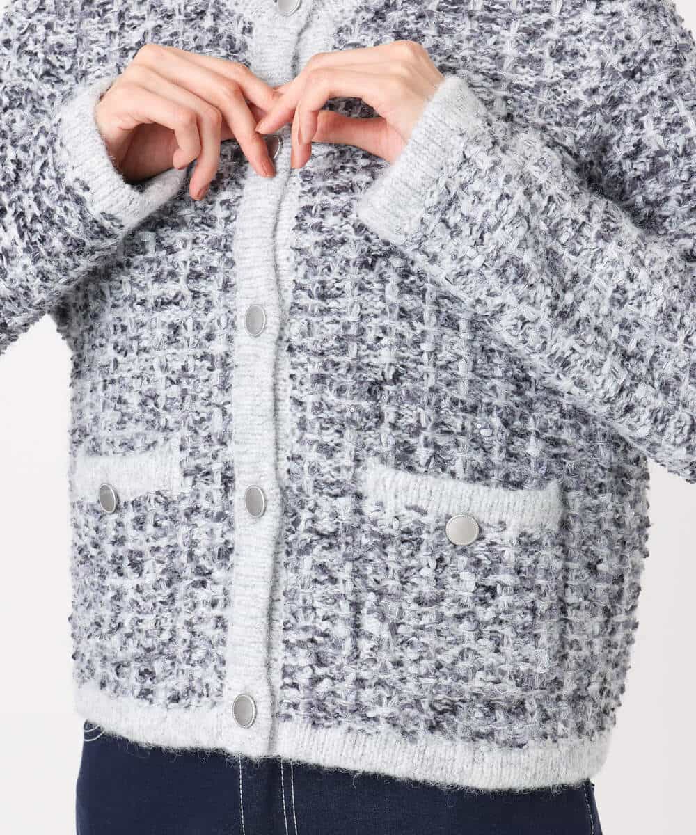 FKSDD62200 MK MICHEL KLEIN(MK ミッシェルクラン) ツイードニットジャケット/洗える グレー