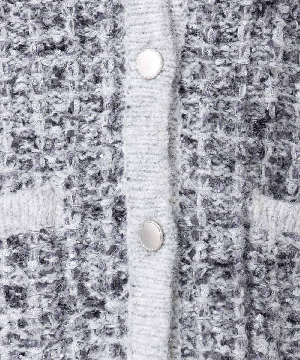 FKSDD62200 MK MICHEL KLEIN(MK ミッシェルクラン) ツイードニットジャケット/洗える グレー