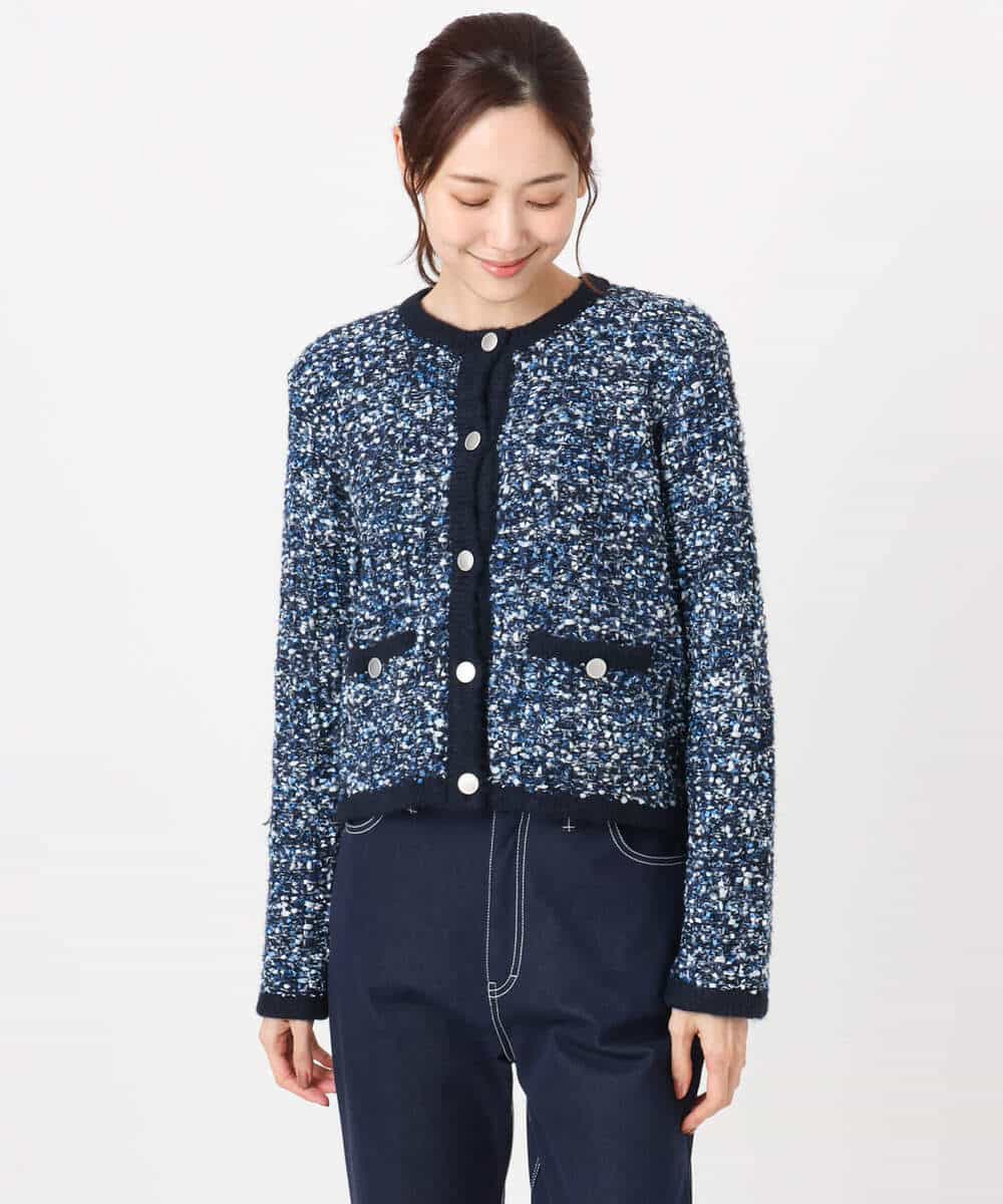 FKSDD62200 MK MICHEL KLEIN(MK ミッシェルクラン) ツイードニットジャケット/洗える グレー