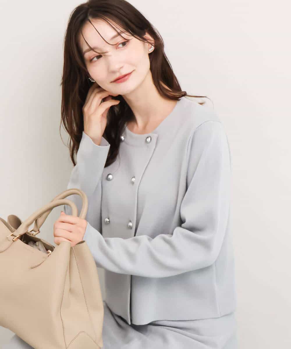 FKSDG65180 MK MICHEL KLEIN(MK ミッシェルクラン) [洗える]スムース編みコンパクトニットジャケット ネイビー