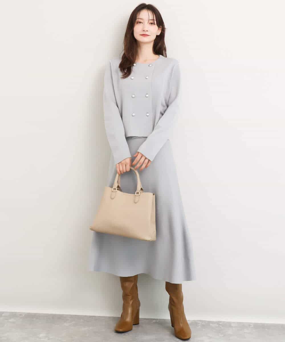 FKSDG65180 MK MICHEL KLEIN(MK ミッシェルクラン) [洗える]スムース編みコンパクトニットジャケット ネイビー
