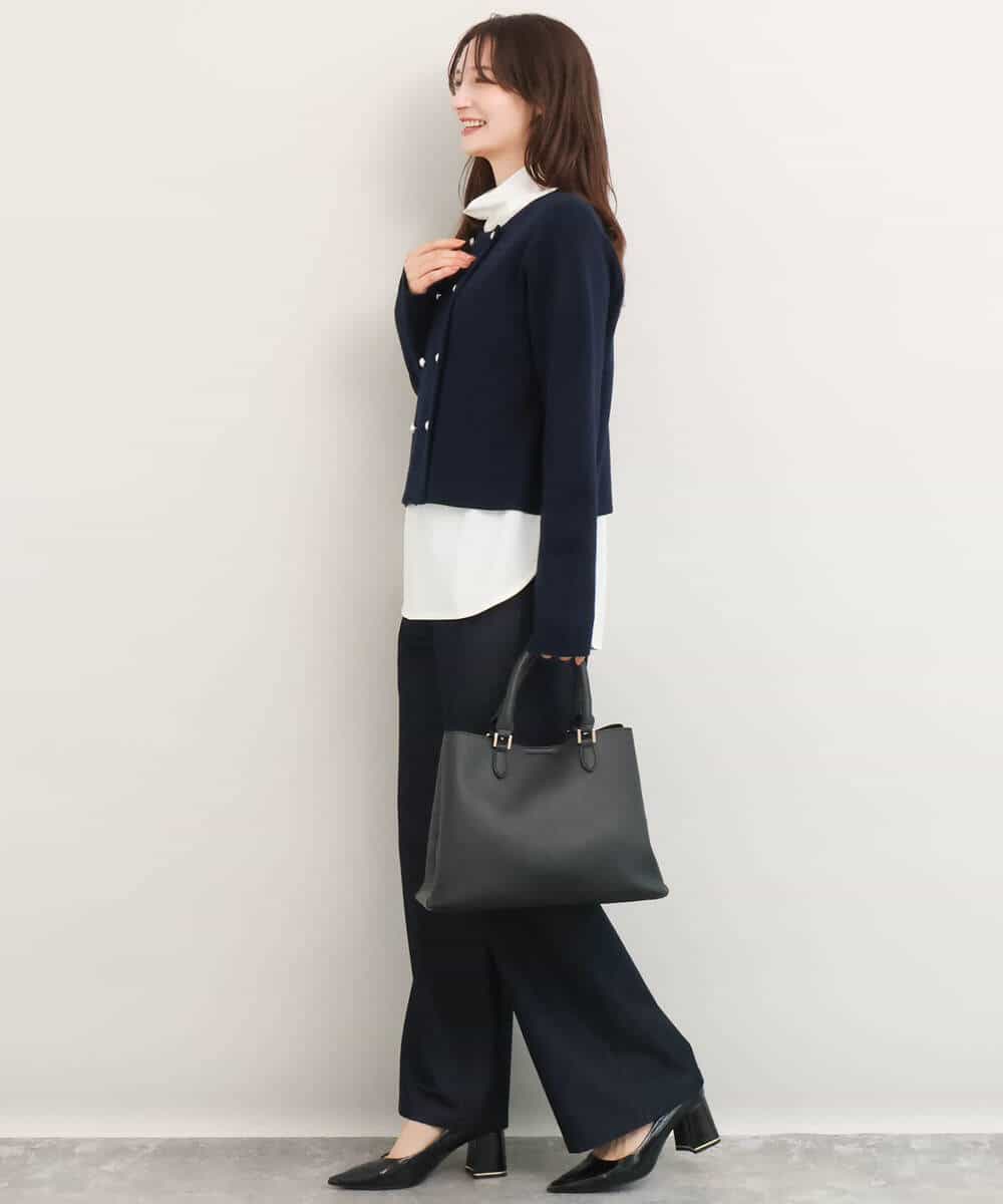 FKSDG65180 MK MICHEL KLEIN(MK ミッシェルクラン) [洗える]スムース編みコンパクトニットジャケット ネイビー