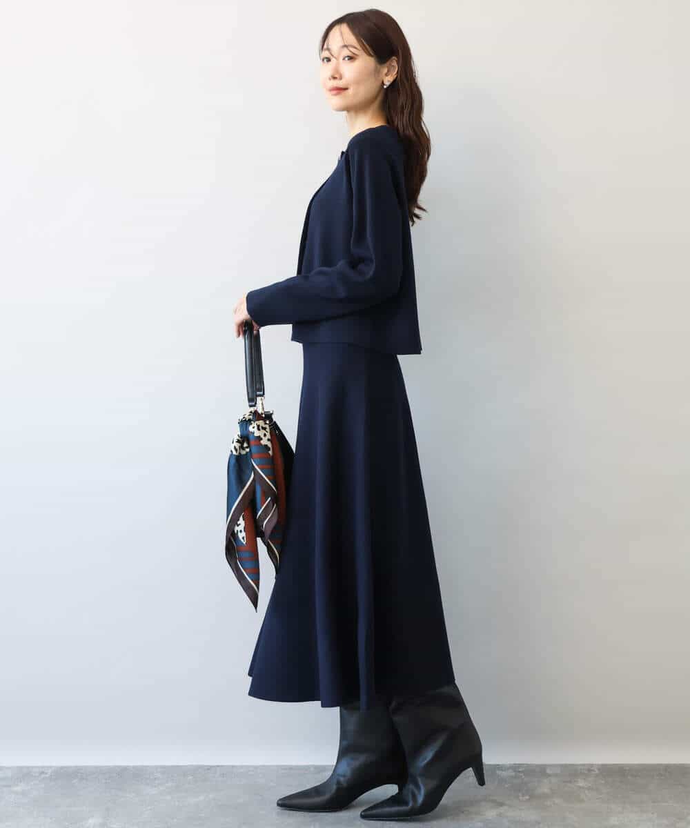 FKSDG65180 MK MICHEL KLEIN(MK ミッシェルクラン) [洗える]スムース編みコンパクトニットジャケット ネイビー