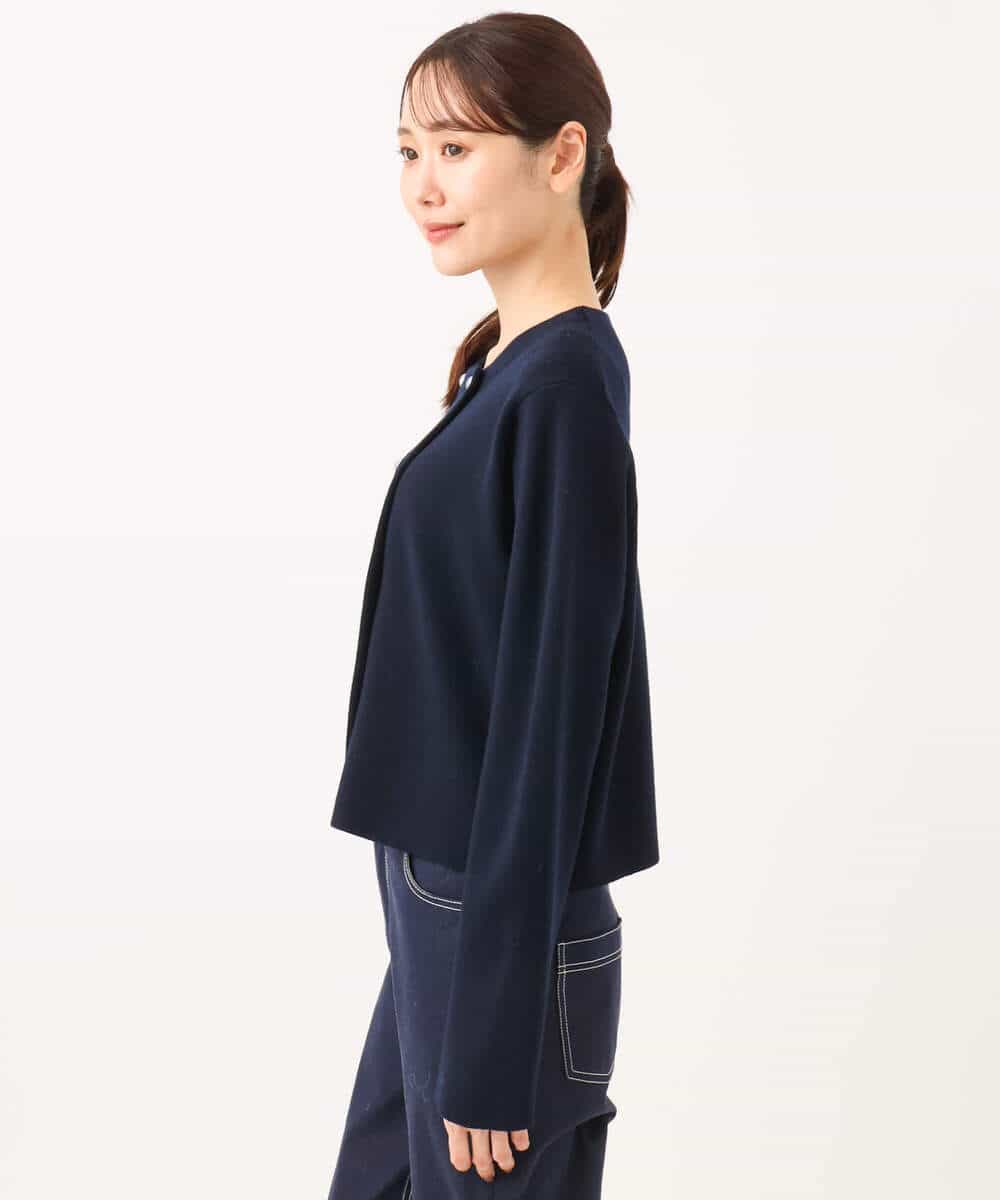 FKSDG65180 MK MICHEL KLEIN(MK ミッシェルクラン) [洗える]スムース編みコンパクトニットジャケット ネイビー