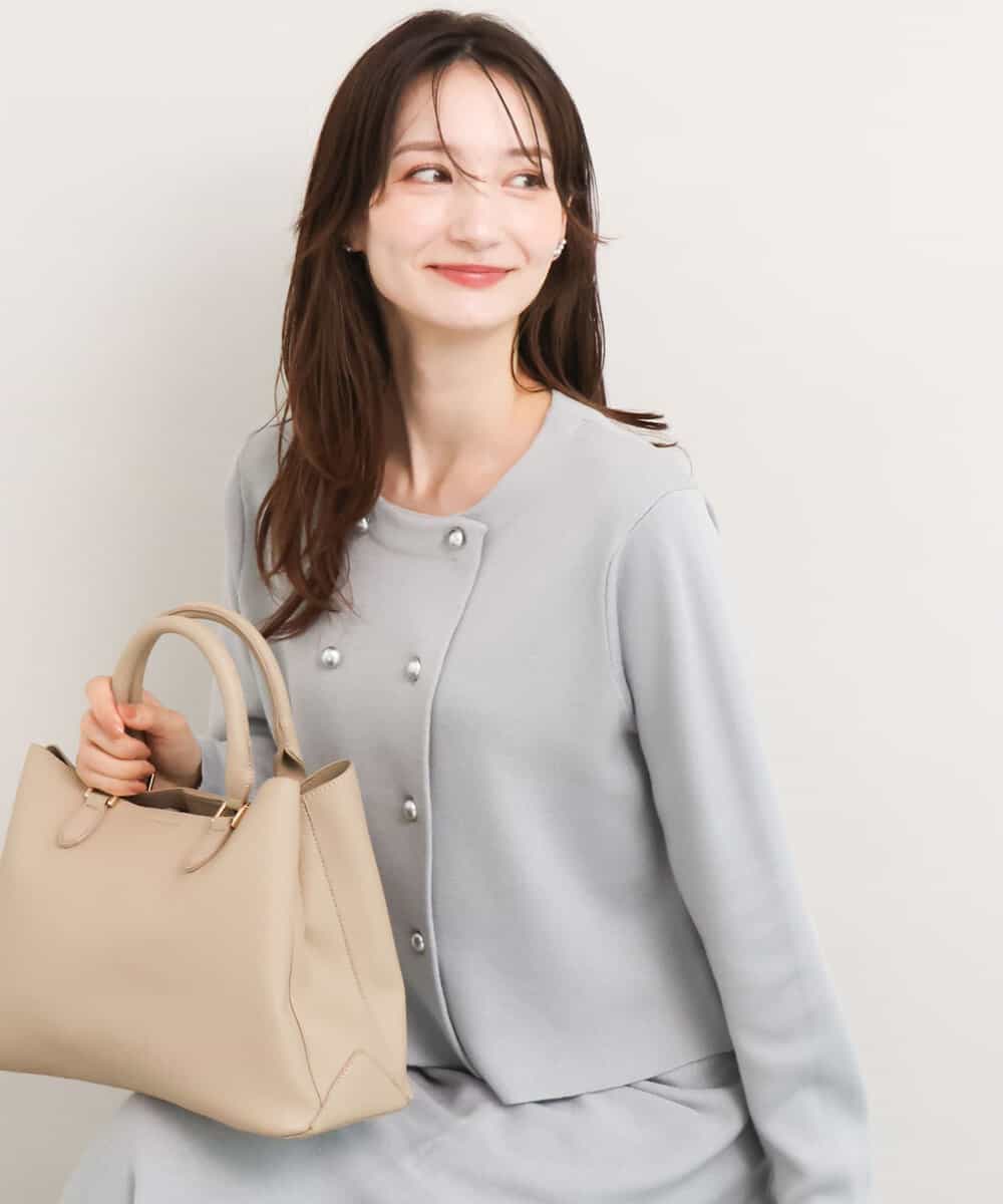 FKSDG65180 MK MICHEL KLEIN(MK ミッシェルクラン) [洗える]スムース編みコンパクトニットジャケット ライトグレー
