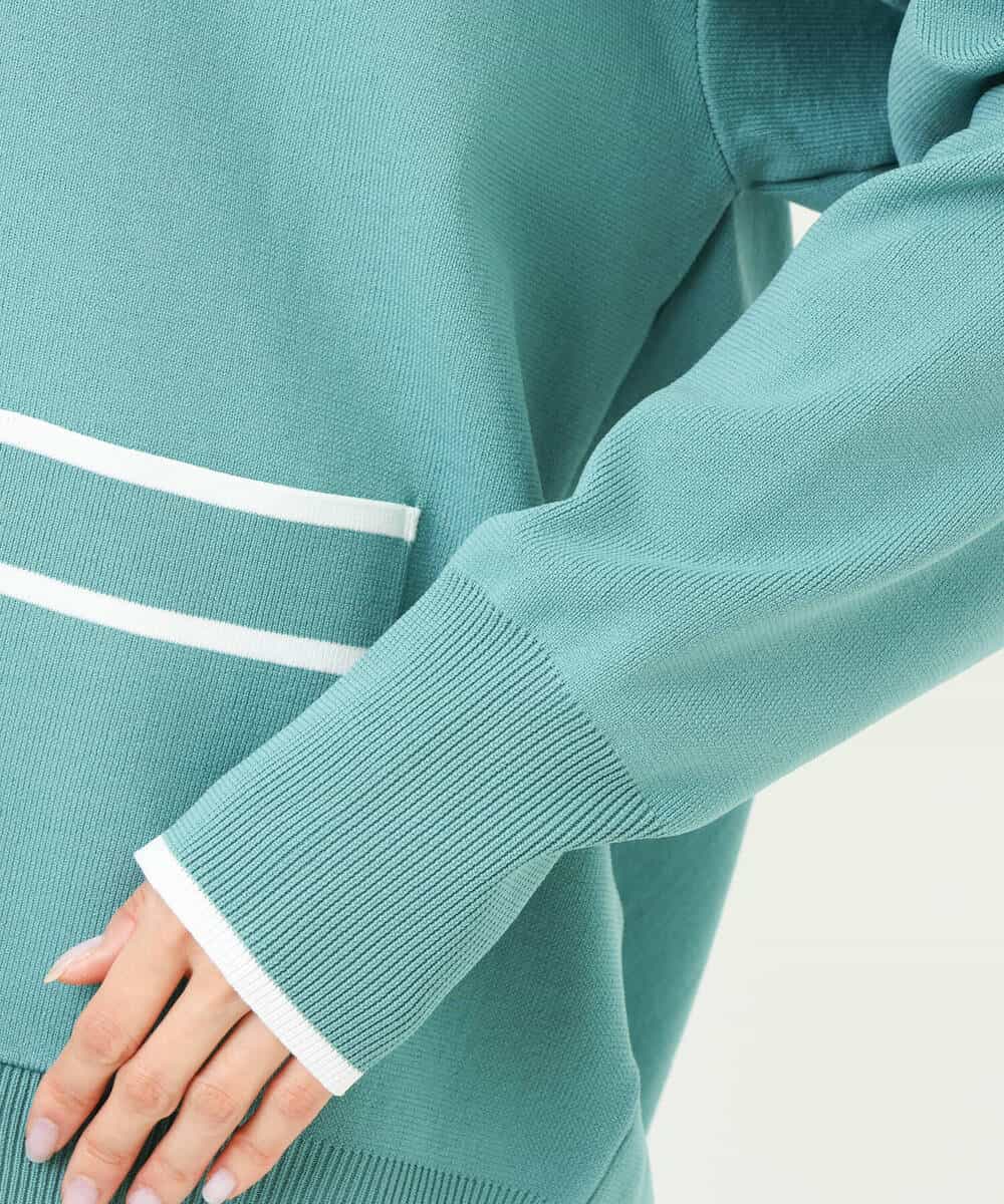 FKSFS01150 MK MICHEL KLEIN(MK ミッシェルクラン) 配色ラインニットカーディガン/洗える グリーン