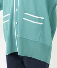 FKSFS01150 MK MICHEL KLEIN(MK ミッシェルクラン) 配色ラインニットカーディガン/洗える グリーン