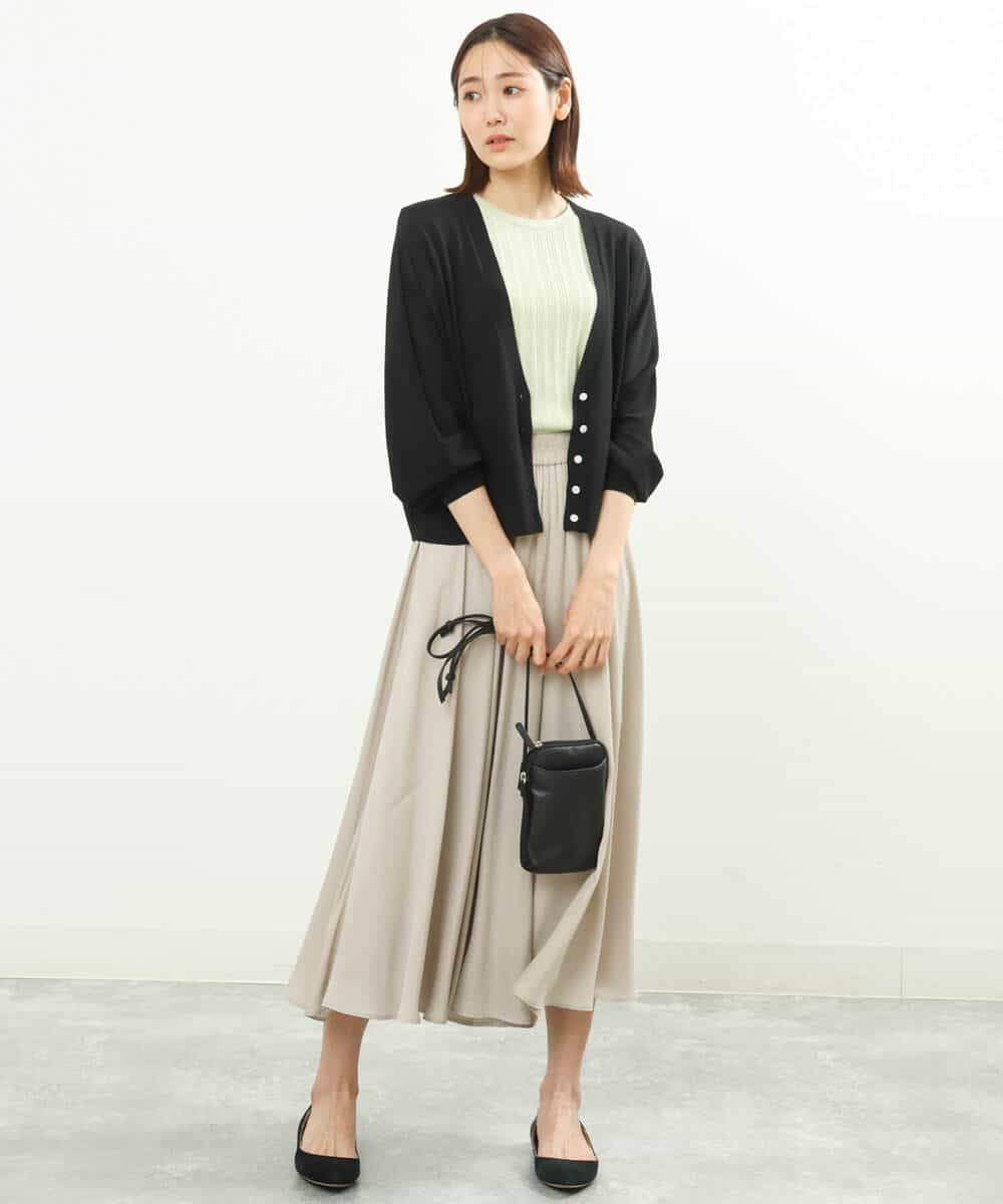 FKSFS02130 MK MICHEL KLEIN(MK ミッシェルクラン) ショート丈ドルマンスリーブカーディガン/洗える ライトブルー