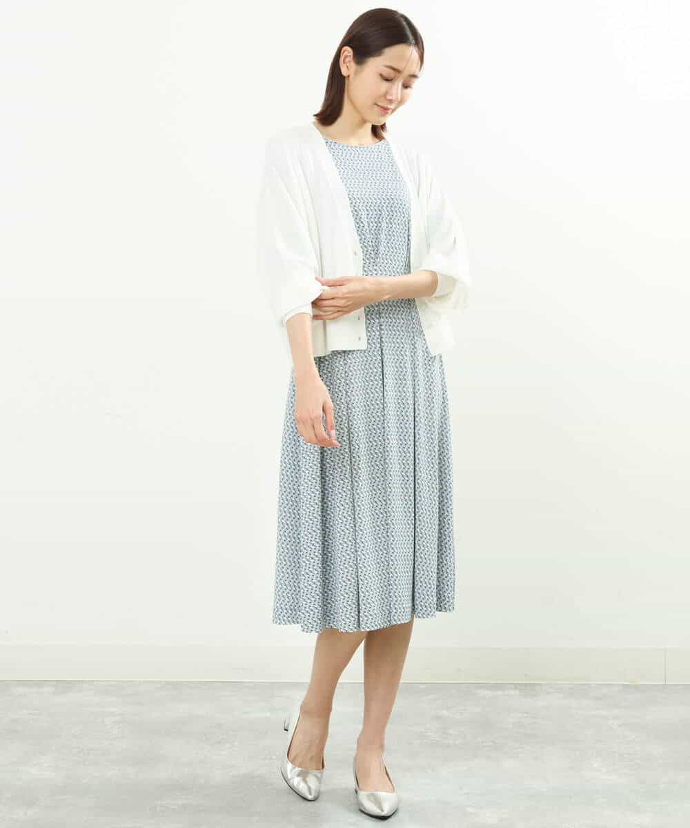 FKSFS02130 MK MICHEL KLEIN(MK ミッシェルクラン) ショート丈ドルマンスリーブカーディガン/洗える ライトブルー