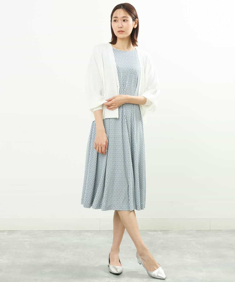 FKSFS02130 MK MICHEL KLEIN(MK ミッシェルクラン) ショート丈ドルマンスリーブカーディガン/洗える ライトブルー