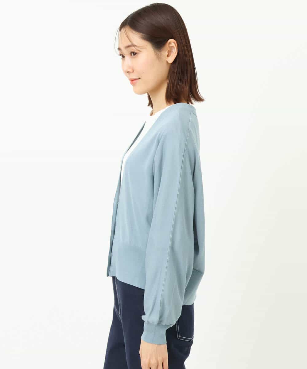 FKSFS02130 MK MICHEL KLEIN(MK ミッシェルクラン) ショート丈ドルマンスリーブカーディガン/洗える ライトブルー