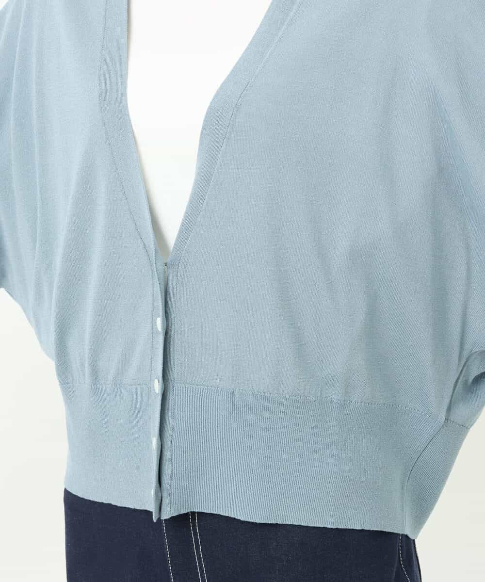 FKSFS02130 MK MICHEL KLEIN(MK ミッシェルクラン) ショート丈ドルマンスリーブカーディガン/洗える ライトブルー
