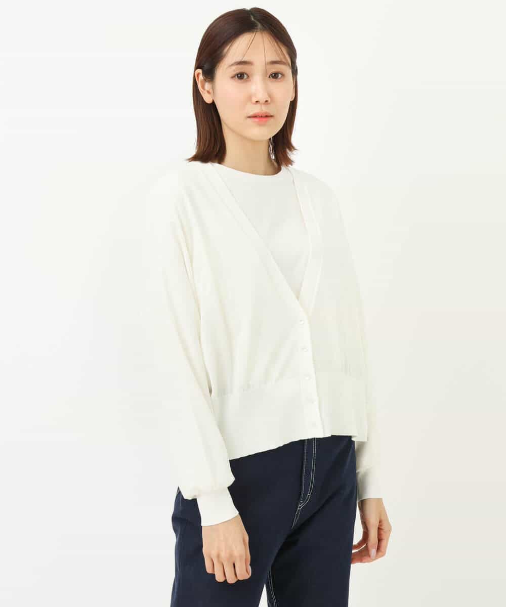 FKSFS02130 MK MICHEL KLEIN(MK ミッシェルクラン) ショート丈ドルマンスリーブカーディガン/洗える ライトブルー