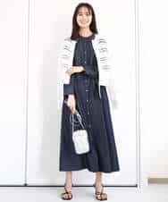 FKSGA30170 MK MICHEL KLEIN(MK ミッシェルクラン) かぎ針風編みニットブルゾン/洗える アクアブルー