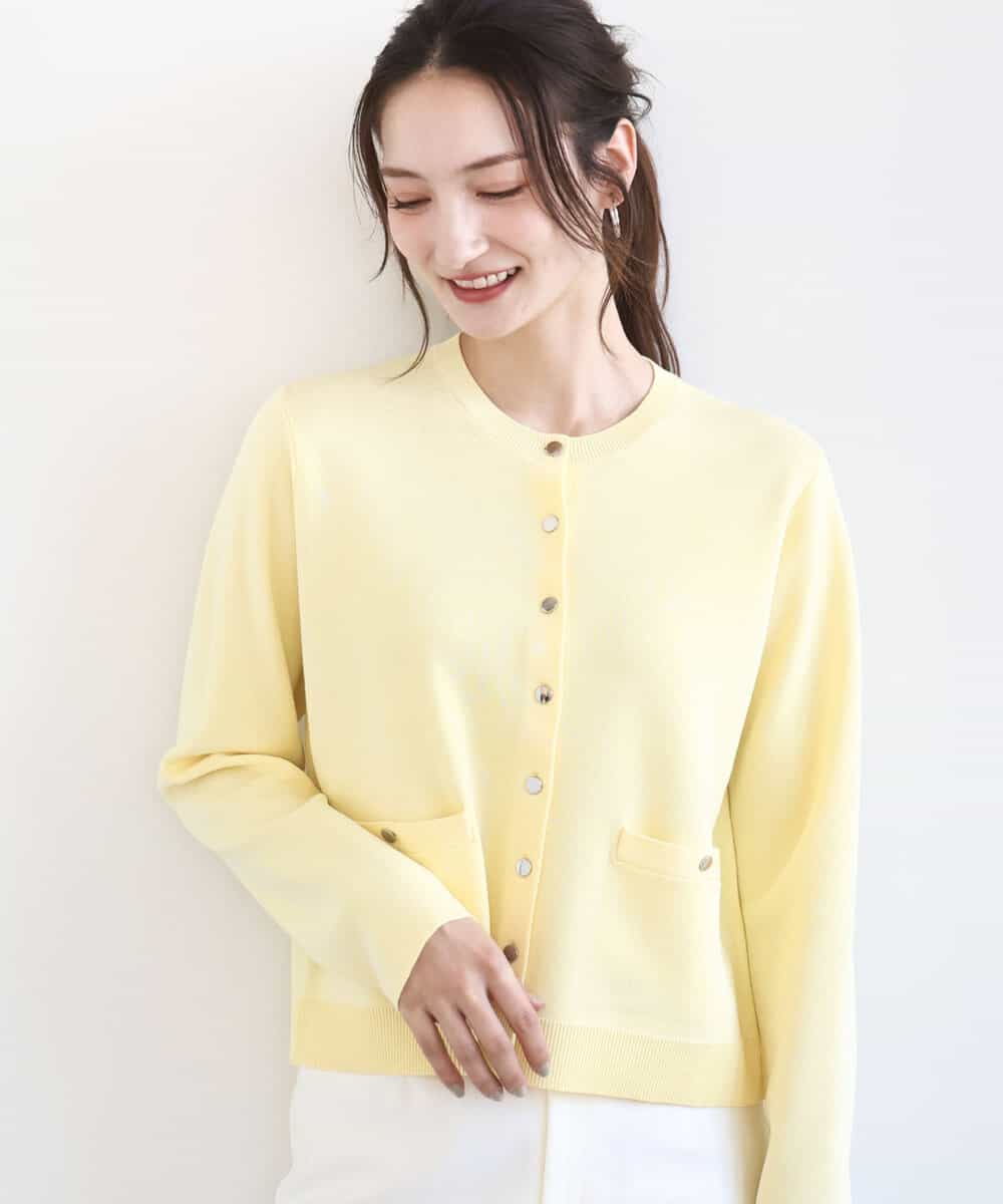 FKSGD20160 MK MICHEL KLEIN(MK ミッシェルクラン) 綿混ニットカーディガン/洗える ライトイエロー