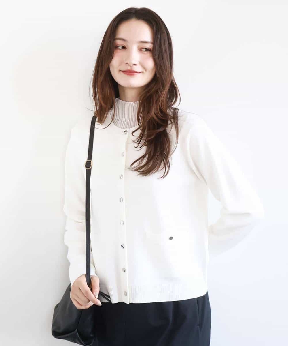 FKSGD20160 MK MICHEL KLEIN(MK ミッシェルクラン) 綿混ニットカーディガン/洗える ブルーグレー